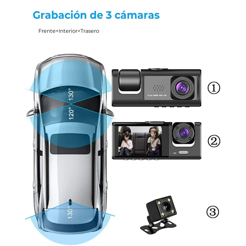 Cámara Grabadora para Auto 3 Canales