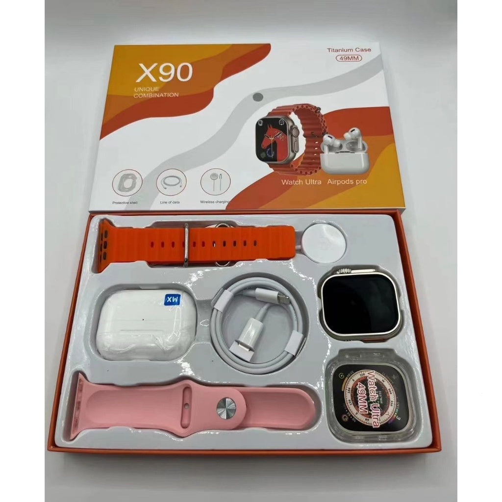 Pack de Reloj Ultra Inteligente, AirPods Pro, Cargador inalambrico, Linea de datos y Carcasa Protectora