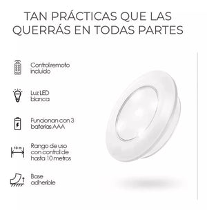 Lampara Luz Led 3 Pzs + Control Remoto Inalambrica Adherible