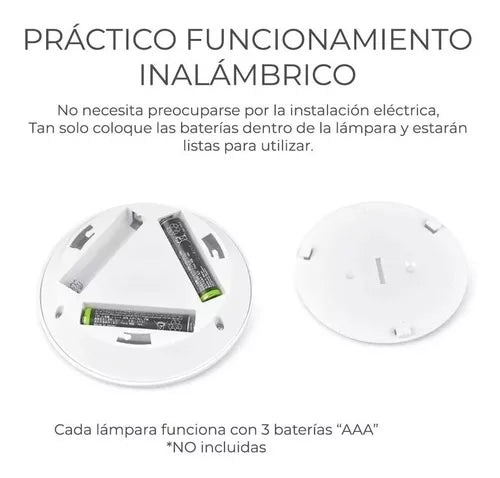 Lampara Luz Led 3 Pzs + Control Remoto Inalambrica Adherible