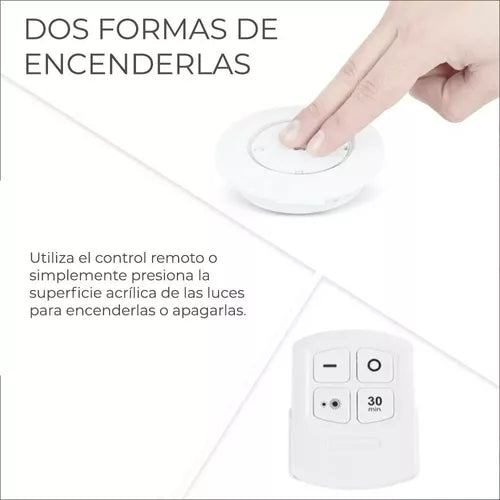 Lampara Luz Led 3 Pzs + Control Remoto Inalambrica Adherible