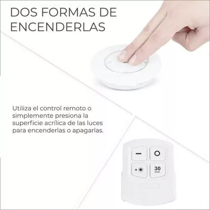 Lampara Luz Led 3 Pzs + Control Remoto Inalambrica Adherible