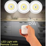 Lampara Luz Led 3 Pzs + Control Remoto Inalambrica Adherible