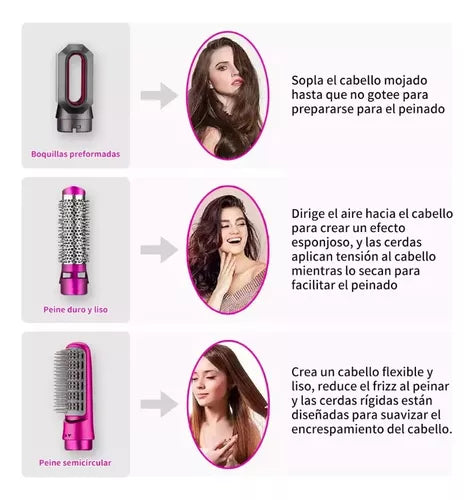 SECADOR DE PELO 5 EN 1 - RIZA, ALISA, PEINA Y DA VOLUMEN - TOTALHAIR PRO™