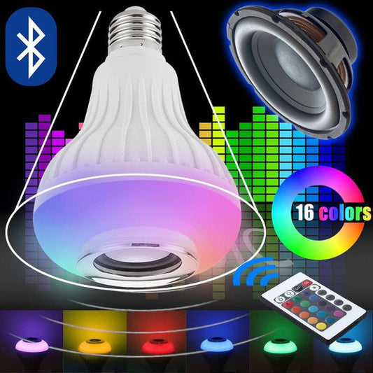 BOMBILLO PARLANTE LED BLUETOOTH + CONTROL REMOTO