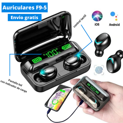 Auriculares F9 + power bank