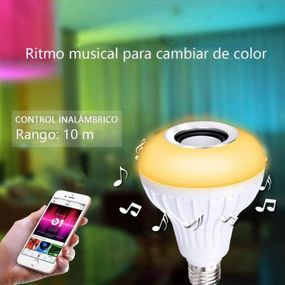 BOMBILLO PARLANTE LED BLUETOOTH + CONTROL REMOTO