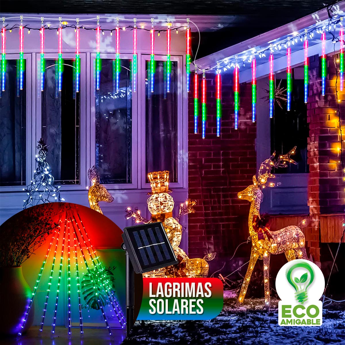Luces Meteorito LED Navideñas Solares
