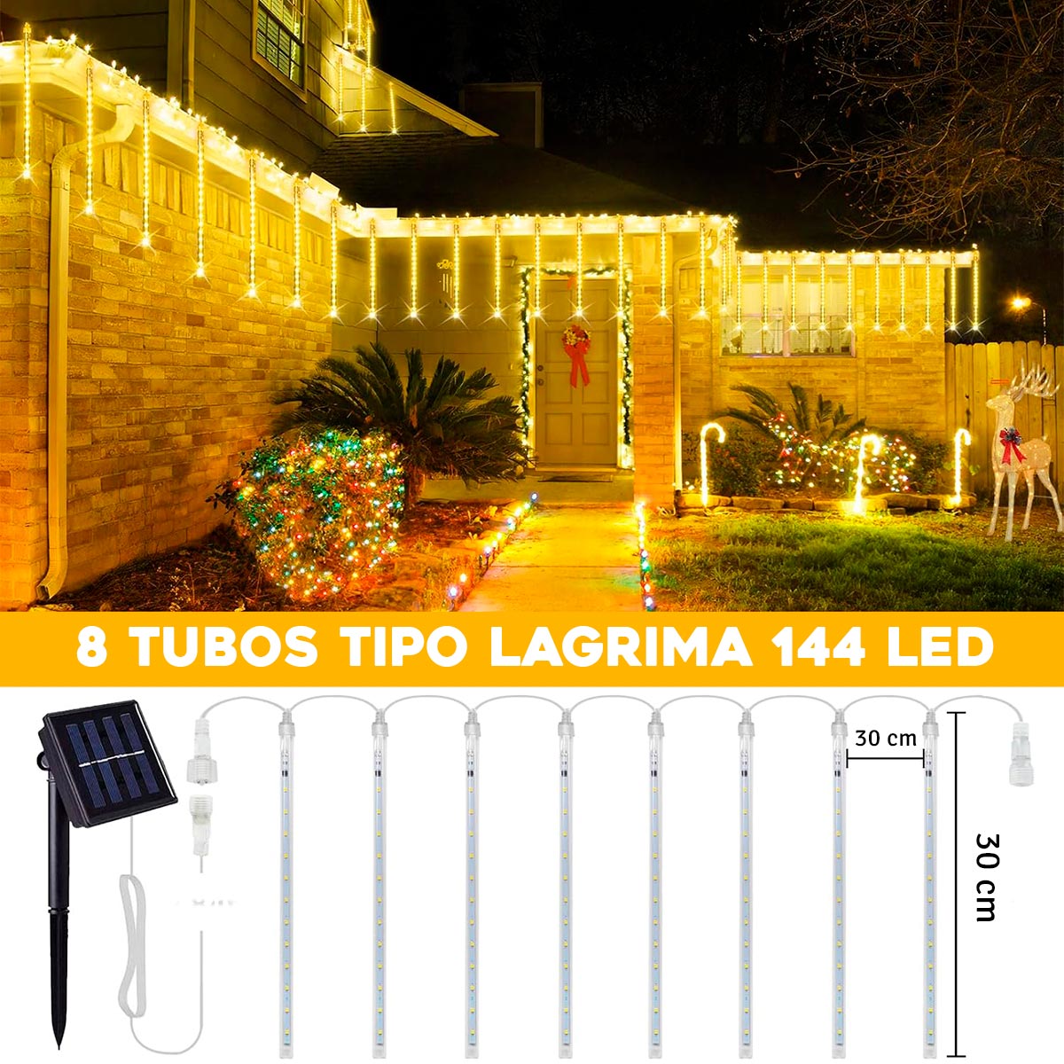 Luces Meteorito LED Navideñas Solares