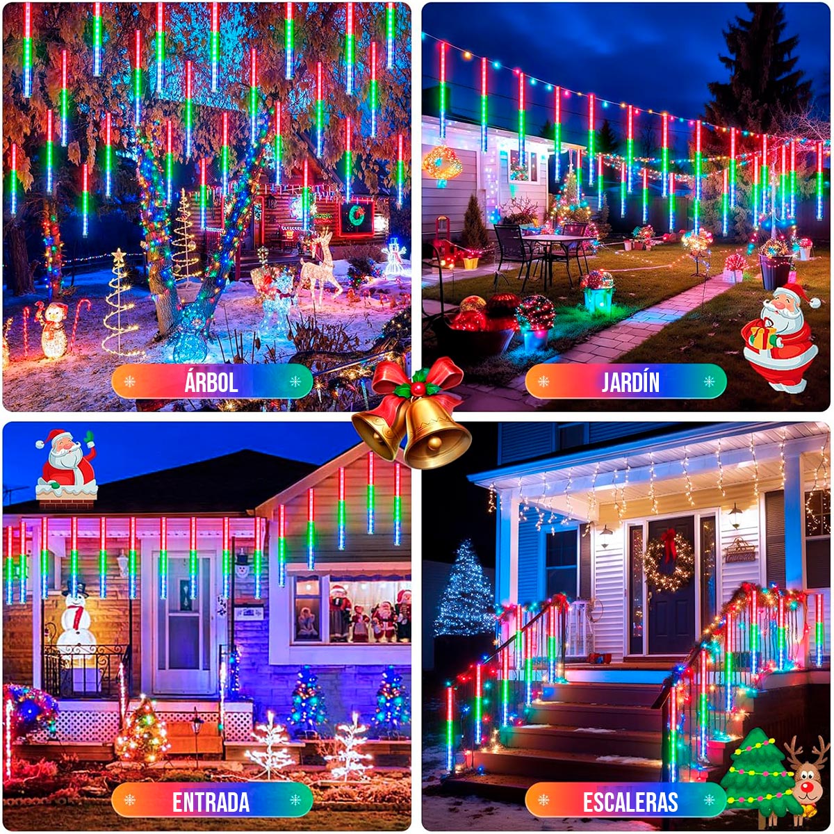 Luces Meteorito LED Navideñas Solares