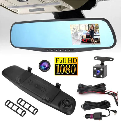 ESPEJO RETROVISOR DOBLE CAMARA HD 🚗📷 GRABA EN HD