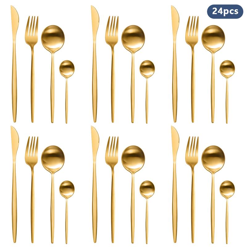 Elegante Juego de Cubiertos Dorados