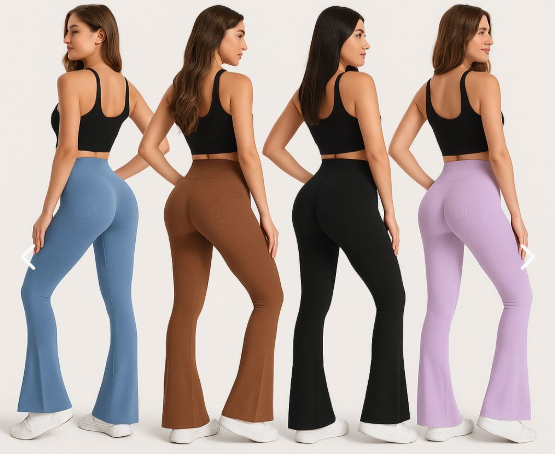 Leggins acampanados con control de abdomen, cintura alta y corte acampanado