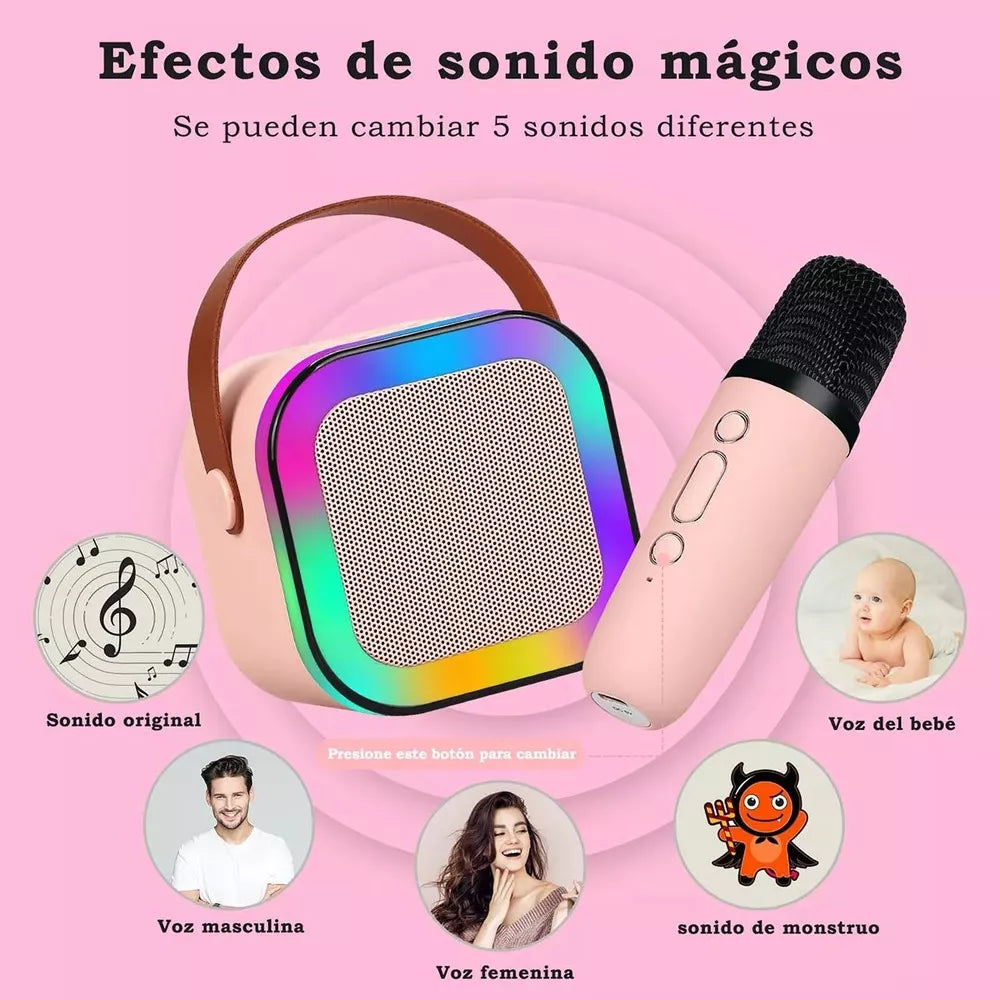 Karaoke Portátil con 2 Micrófonos