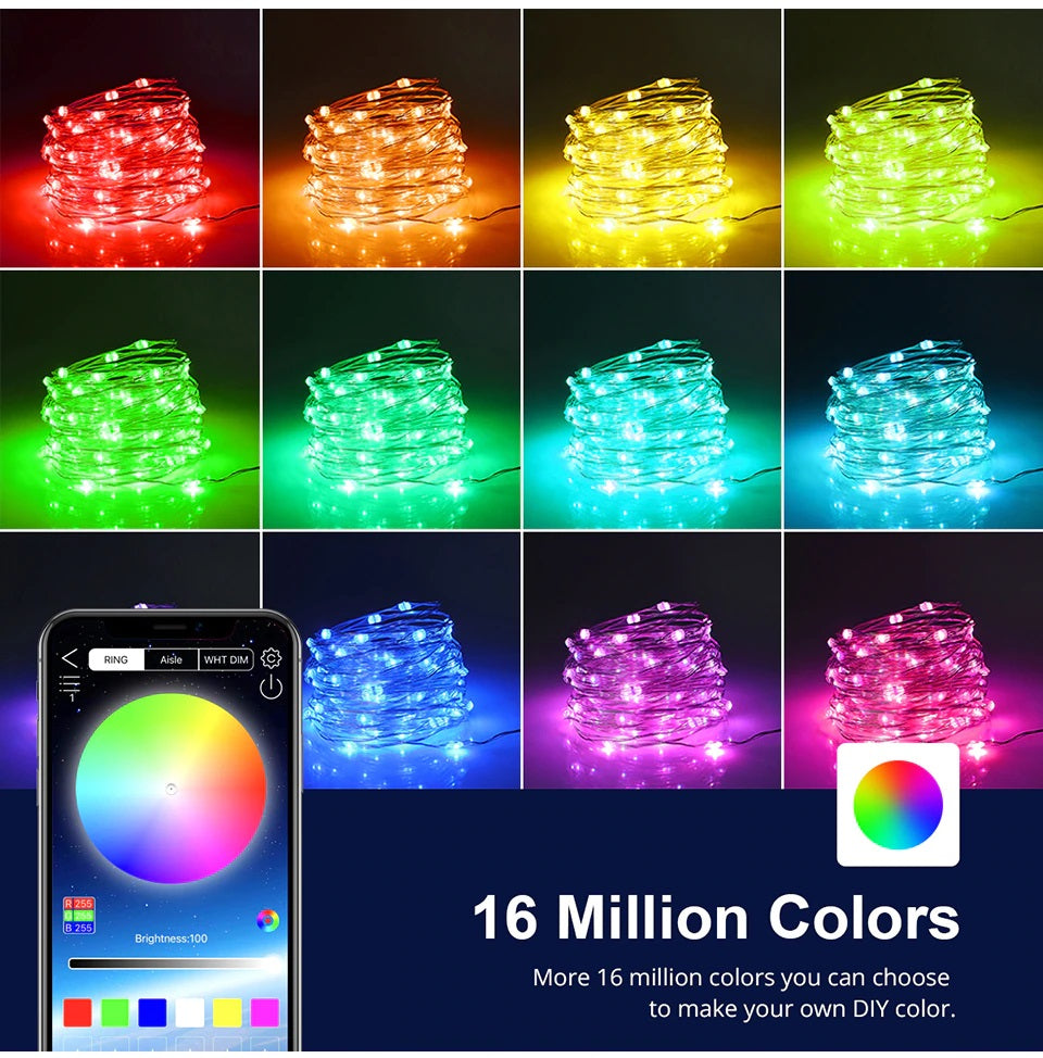 Luces LED Navideñas Inteligentes RGB 10 Metros