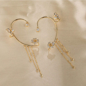 Aretes Flor Mariposa Sin Perforación