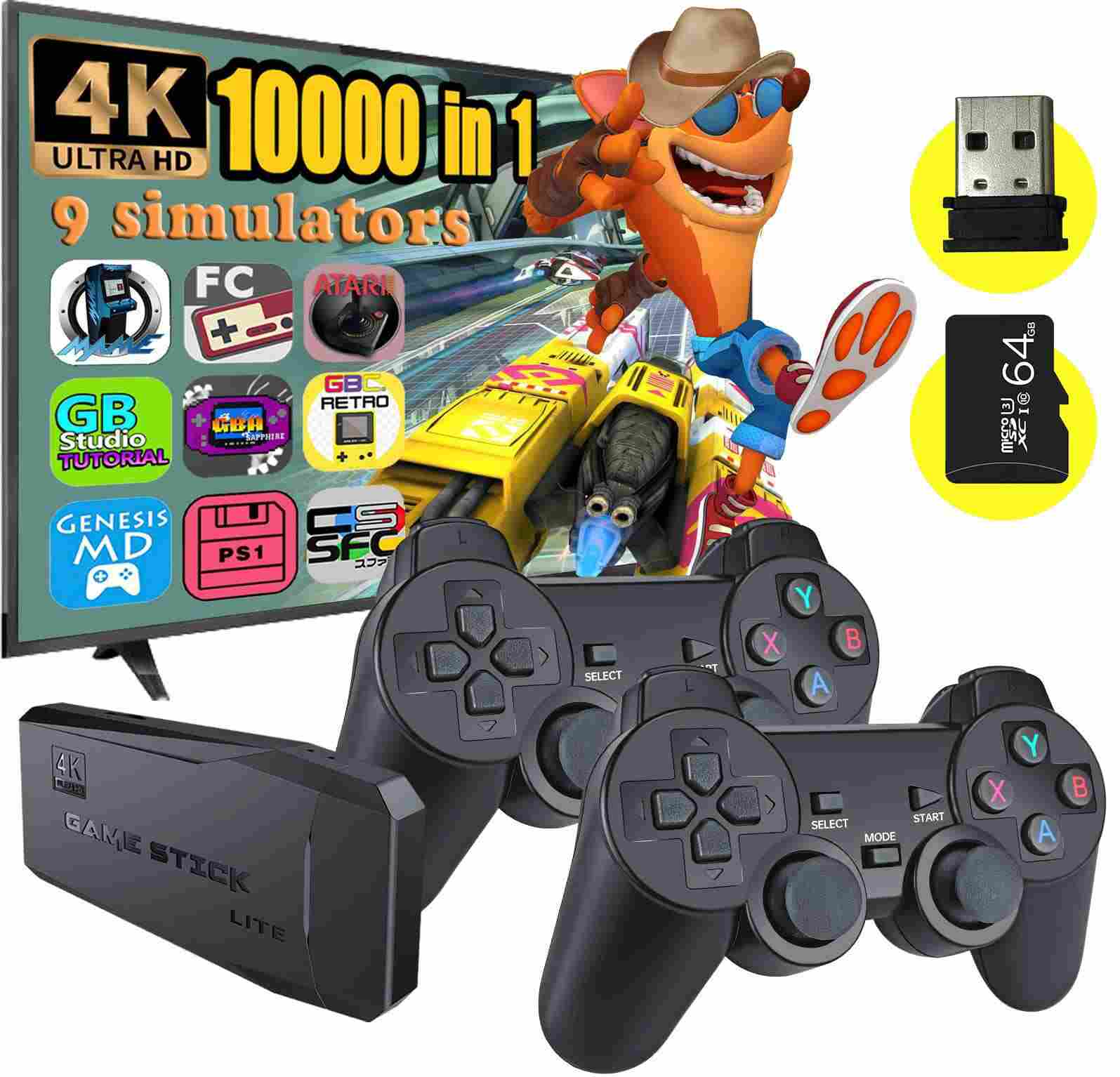 Consola GameStick 4K (+10.000 juegos de 9 consolas) + 2 mandos