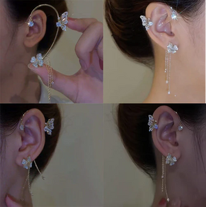 Aretes Flor Mariposa Sin Perforación