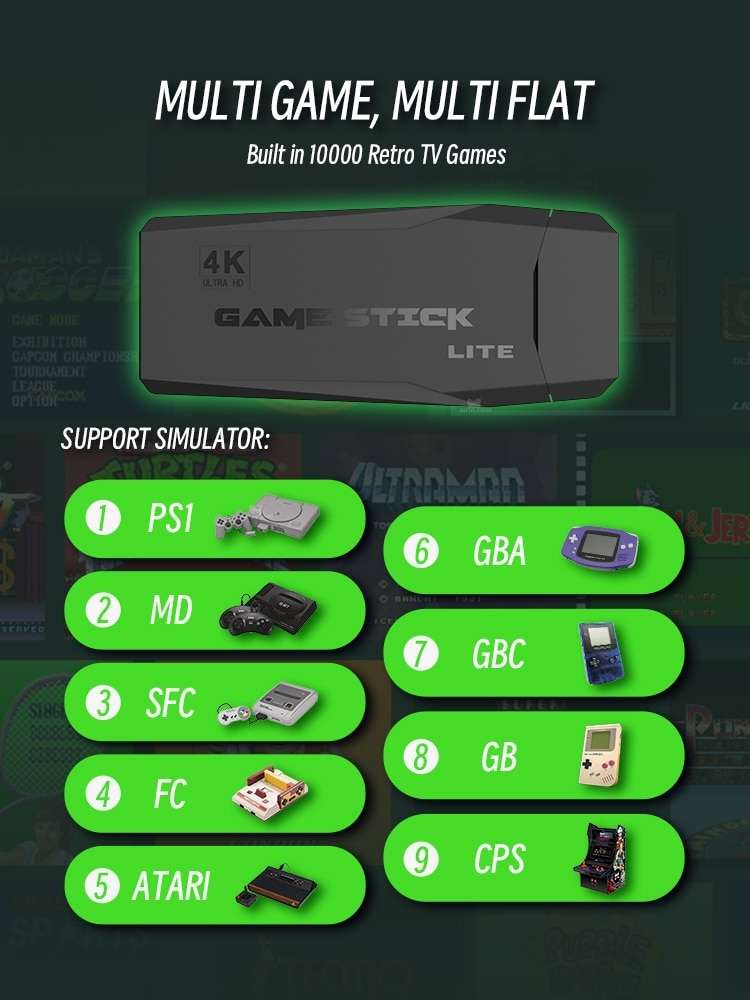 Consola GameStick 4K (+10.000 juegos de 9 consolas) + 2 mandos