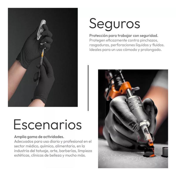 Guantes Nitrilo Negros Protección Pro