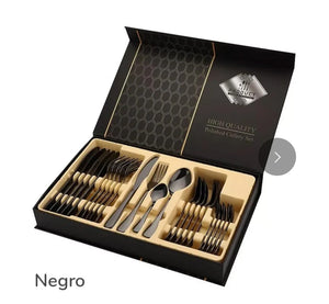Juego Completo de Cubiertos Inox 24 piezas + Estuche Elegante