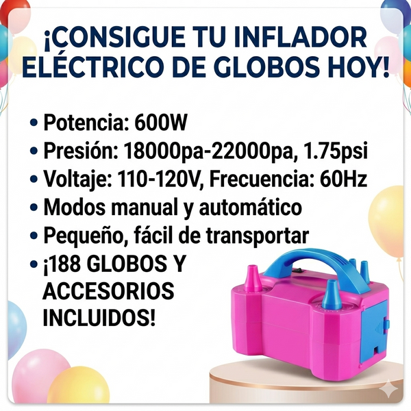 Inflador Rápido Portátil de Globos