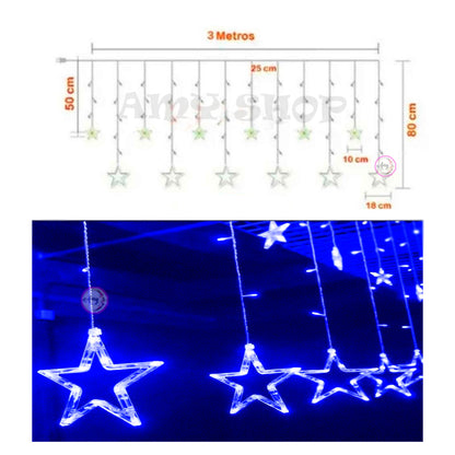 ⭐CORTINA DE ESTRELLAS: LUZ LED 3 METROS⭐