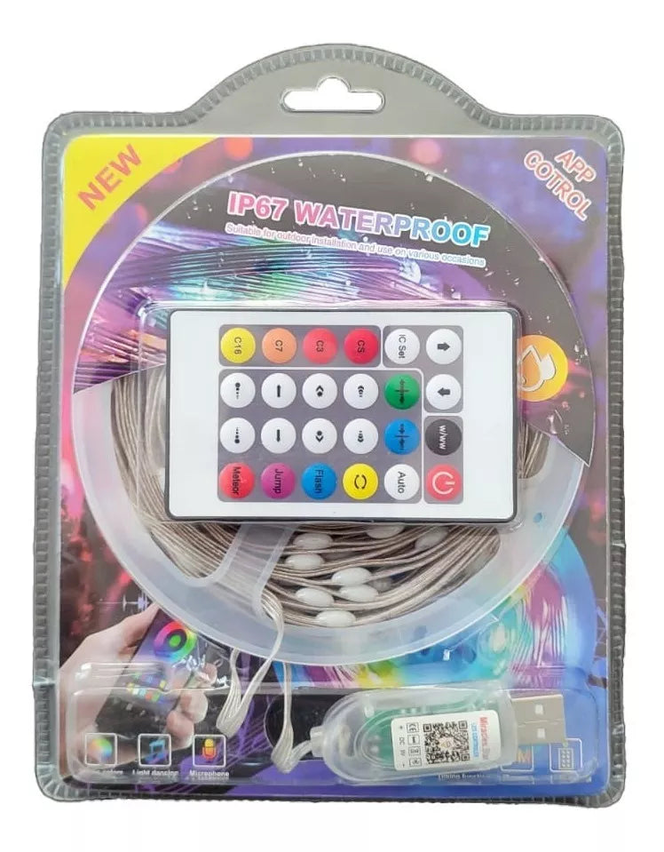 Luces Navideñas LED RGB Inteligentes 10 metros + Control